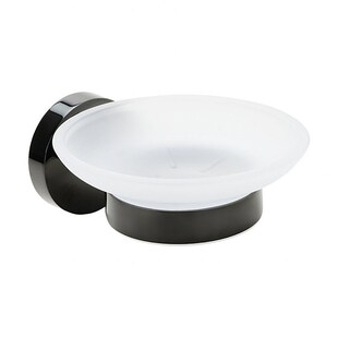 Brillantbad BEMATIT Seifenablage mit Glasschale Messing Metallic Grau poliert Milchglas 110x55x105 mm für Bad & Küche >> zum Bohren oder Kleben* 