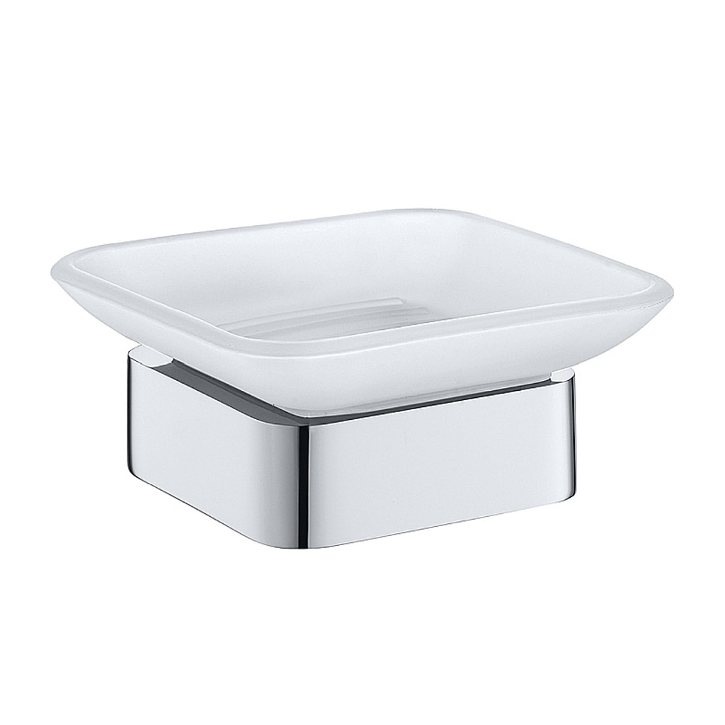 Brillantbad BOLO Seifenablage mit Glasschale Messing Glas Chrom poliert 104x45x93 mm f&uuml;r Bad & K&uuml;che >> zum Bohren 