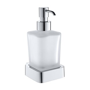 Brillantbad BOLO Glasseifenspender Messing Glas Chrom poliert 75x170x91 mm, 250 ml für Bad & Küche >> zum Bohren 