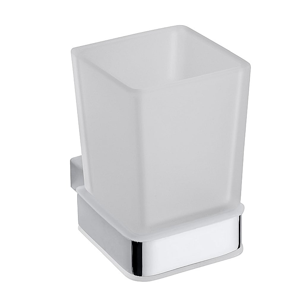 Brillantbad BIA Glashalter mit Glas Messing Glas Chrom 63x100x97 mm f&uuml;r Bad & WC >> zum Bohren 