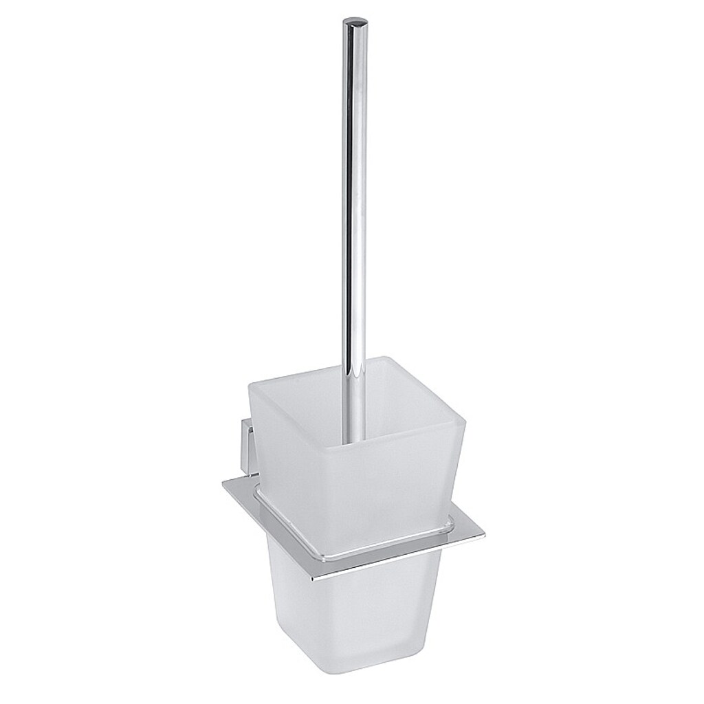 Brillantbad BASA WC-B&uuml;rstengarnitur mit Glasbeh&auml;lter Messing Milchglas Chrom 112x360x150 mm f&uuml;r Bad & WC >> zum Bohren 