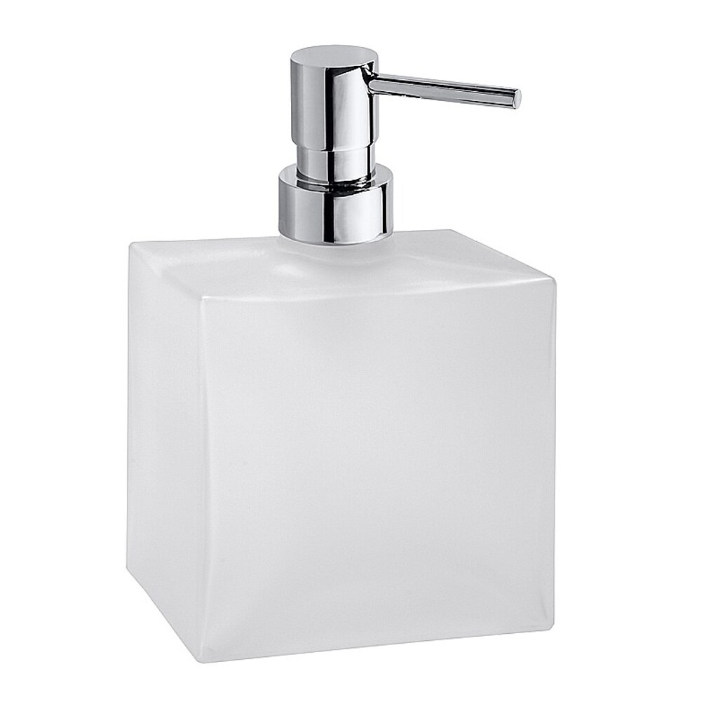 Brillantbad BASA Glasseifenspender Messing Milchglas Chrom 105x160x90 mm, 230 ml f&uuml;r Bad & K&uuml;che >> Freistehend anwendbar 