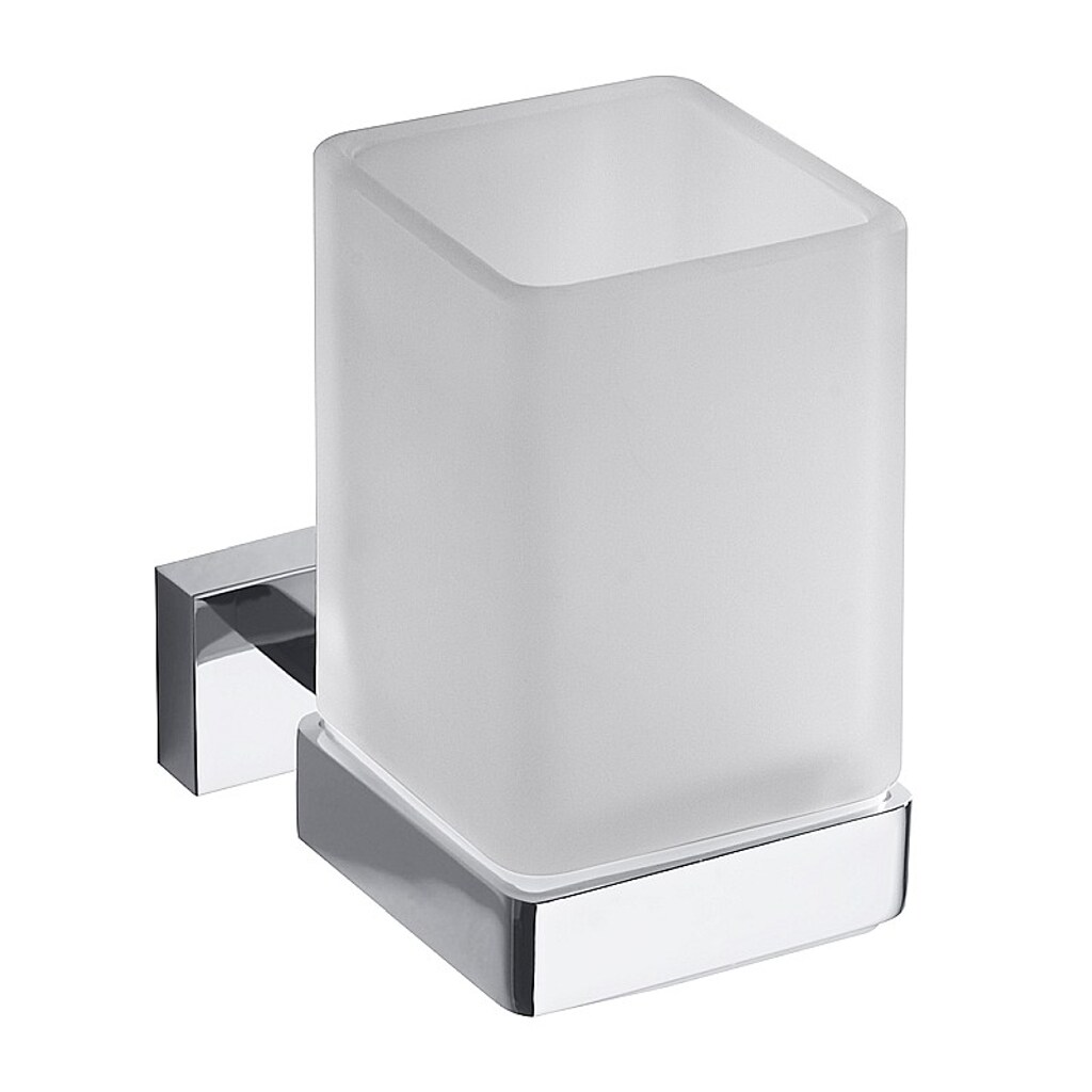 Brillantbad BASA Glashalter mit Glas Messing Milchglas Chrom 60x100x95 mm f&uuml;r Bad & WC >> zum Bohren 