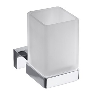 Brillantbad BASA Glashalter mit Glas Messing Milchglas Chrom 60x100x95 mm für Bad & WC >> zum Bohren 