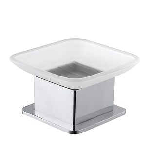 Brillantbad BASA Seifenschale Glas Messing Milchglas Chrom 85x55x85 mm für Bad & Küche >> Freistehend anwendbar 