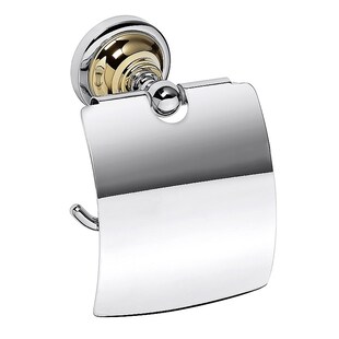 Brillantbad BETRO GOLD Papierrollenhalter mit Deckel Messing Gold Chrom 140x150x100 mm für Bad & WC >> zum Bohren 