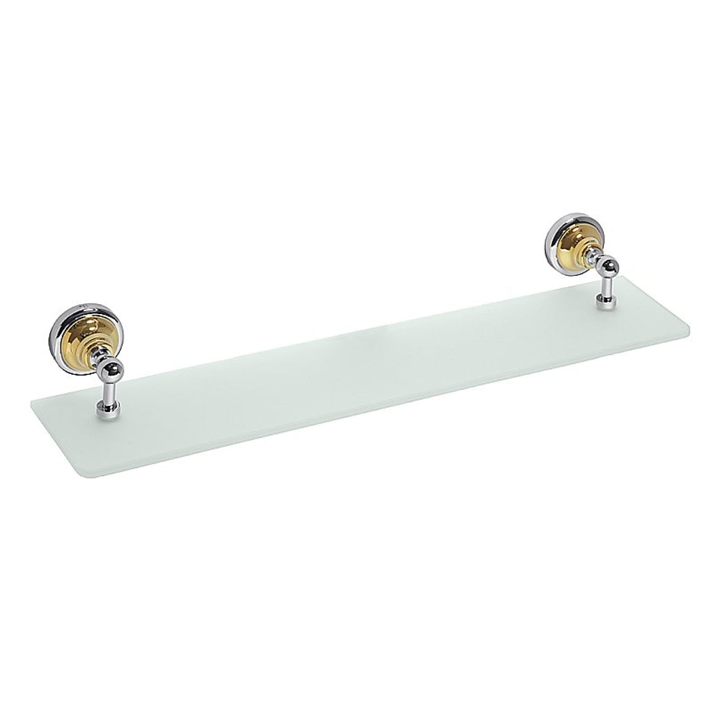 Brillantbad BETRO GOLD Glasablage Messing Gold Chrom Glas 600x87x120 mm f&uuml;r Bad & WC >> zum Bohren 