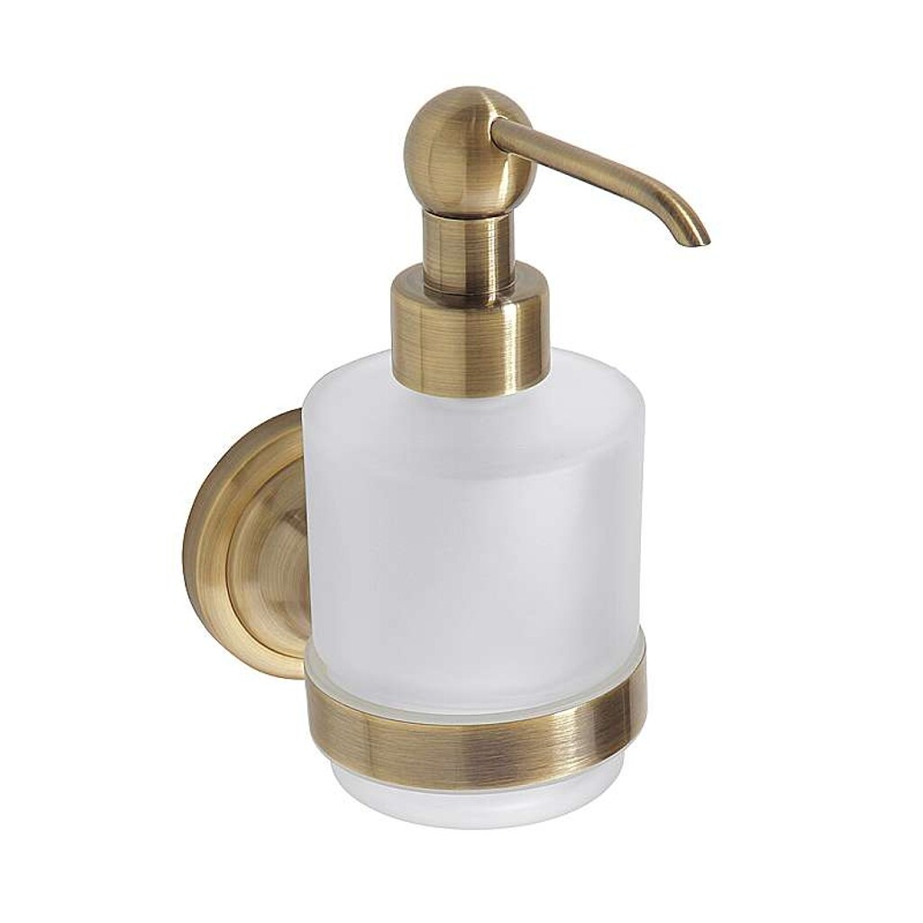 Brillantbad BETRO BRONZE Seifenspender Messing Glas Bronze 75x150x120 mm, 200 ml f&uuml;r Bad & K&uuml;che >> zum Bohren 