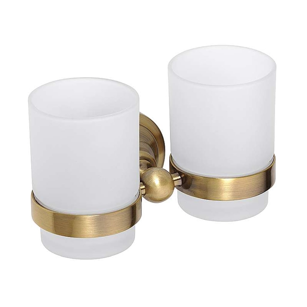 Brillantbad BETRO BRONZE Doppelglashalter Messing Glas Bronze 165x95x90 mm f&uuml;r Bad & WC >> zum Bohren 