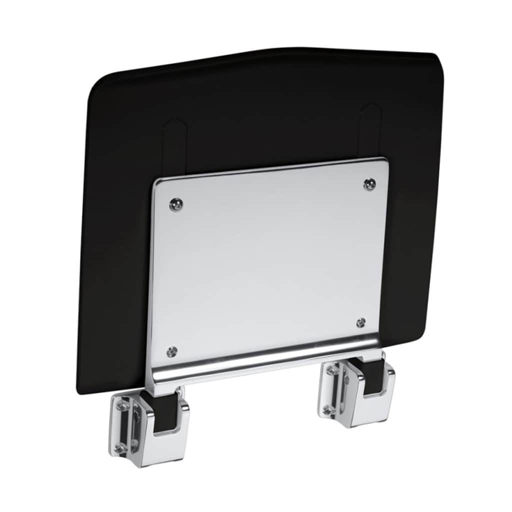 Brillantbad BELP Duschklappsitz Edelstahl poliert Kunststoff Schwarz 350x70x340 mm, 120 kg Traglast f&uuml;r Bad & WC >> zum Bohren 