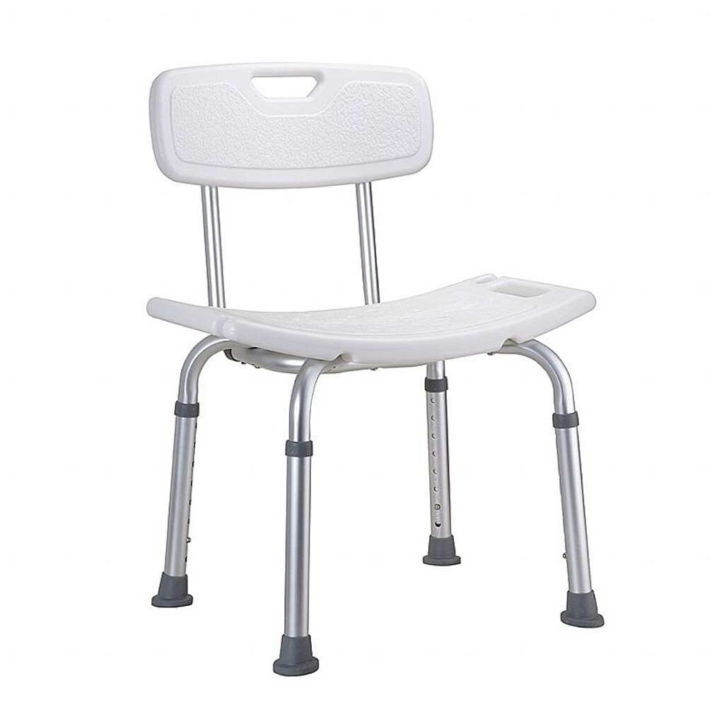 Brillantbad BELP Duschsitz mit R&uuml;ckenlehne Alumininum matt Kunststoff Wei&szlig; 510x670-840x480 mm, 150 kg Traglast f&uuml;r Bad & WC >> Freistehend anwendbar 