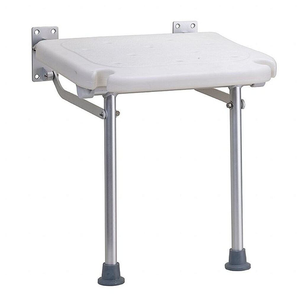 Brillantbad BELP Duschklappsitz Aluminium matt Kunststoff Wei&szlig; 400x430x410 mm, 150 kg Traglast f&uuml;r Bad & WC >> Freistehend anwendbar 