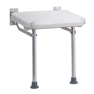 Brillantbad BELP Duschklappsitz Aluminium matt Kunststoff Weiß 400x430x410 mm, 150 kg Traglast für Bad & WC >> Freistehend anwendbar 