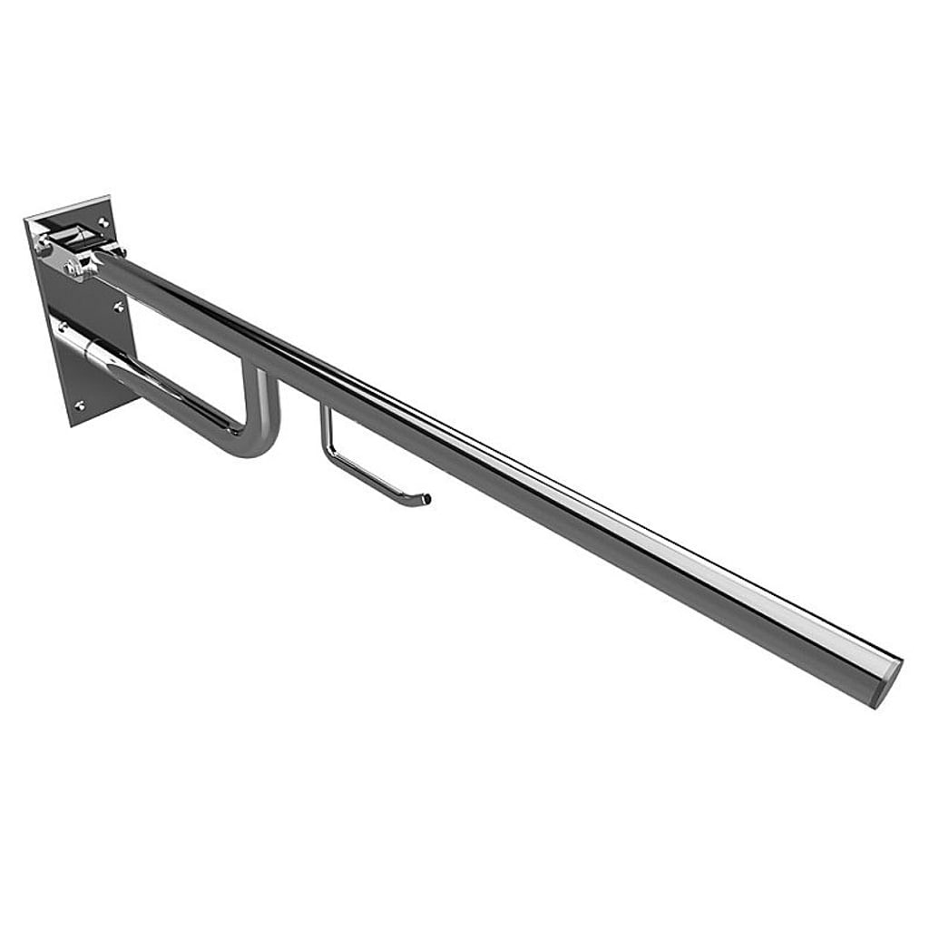 Brillantbad BELP St&uuml;tzklappgriff mit Toilettenpapierhalter Edelstahl poliert 100x250x850 mm, 120 kg Traglast f&uuml;r Bad & WC >> zum Bohren 