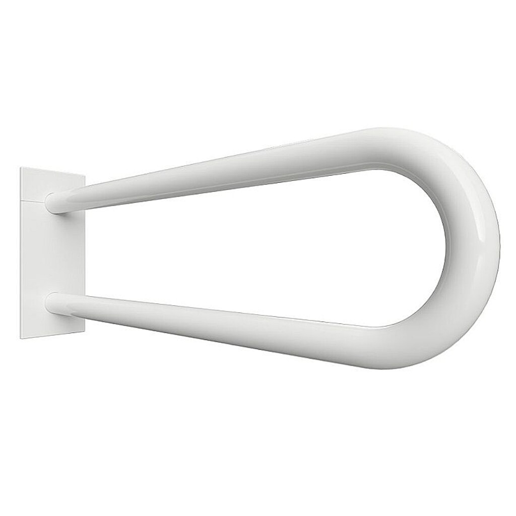 Brillantbad BELP St&uuml;tzgriff in U-Form Eisen Wei&szlig; mit Abdeckung 100x250x766 mm, 120 kg Traglast f&uuml;r Bad & WC >> zum Bohren 
