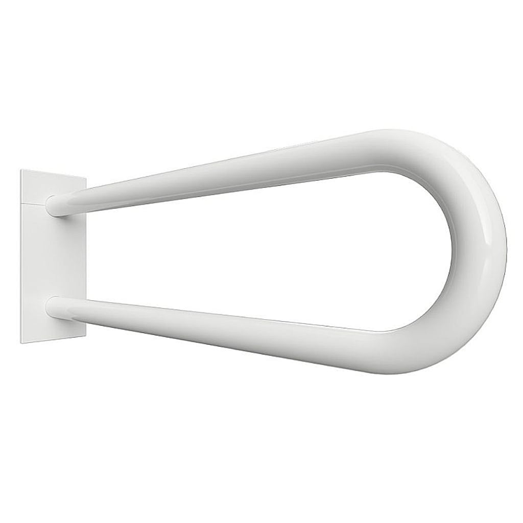 Brillantbad BELP St&uuml;tzgriff in U-Form Eisen Wei&szlig; mit Abdeckung 103x253x866 mm, 120 kg Traglast f&uuml;r Bad & WC >> zum Bohren 