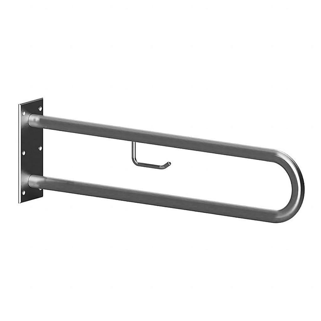 Brillantbad BELP St&uuml;tzgriff in U-Form mit Toilettenpapierhalter Edelstahl geb&uuml;rstet 100x250x829 mm, 120 kg Traglast f&uuml;r Bad & WC >> zum Bohren 