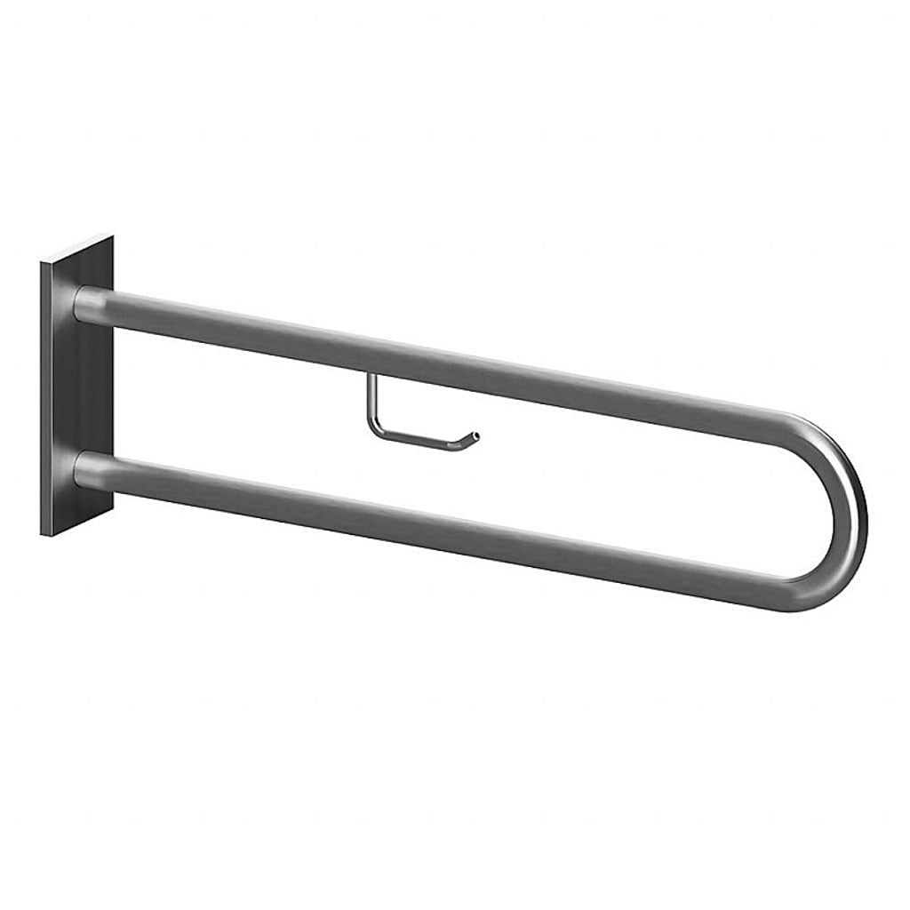 Brillantbad BELP St&uuml;tzgriff in U-Form mit Toilettenpapierhalter Edelstahl geb&uuml;rstet mit Abdeckung 103x253x829 mm, 120 kg Traglast f&uuml;r Bad & WC >> zum Bohren 