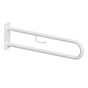 Brillantbad BELP Stützgriff in U-Form mit Toilettenpapierhalter Eisen Weiß 100x250x866 mm, 120 kg Traglast für Bad & WC >> zum Bohren 