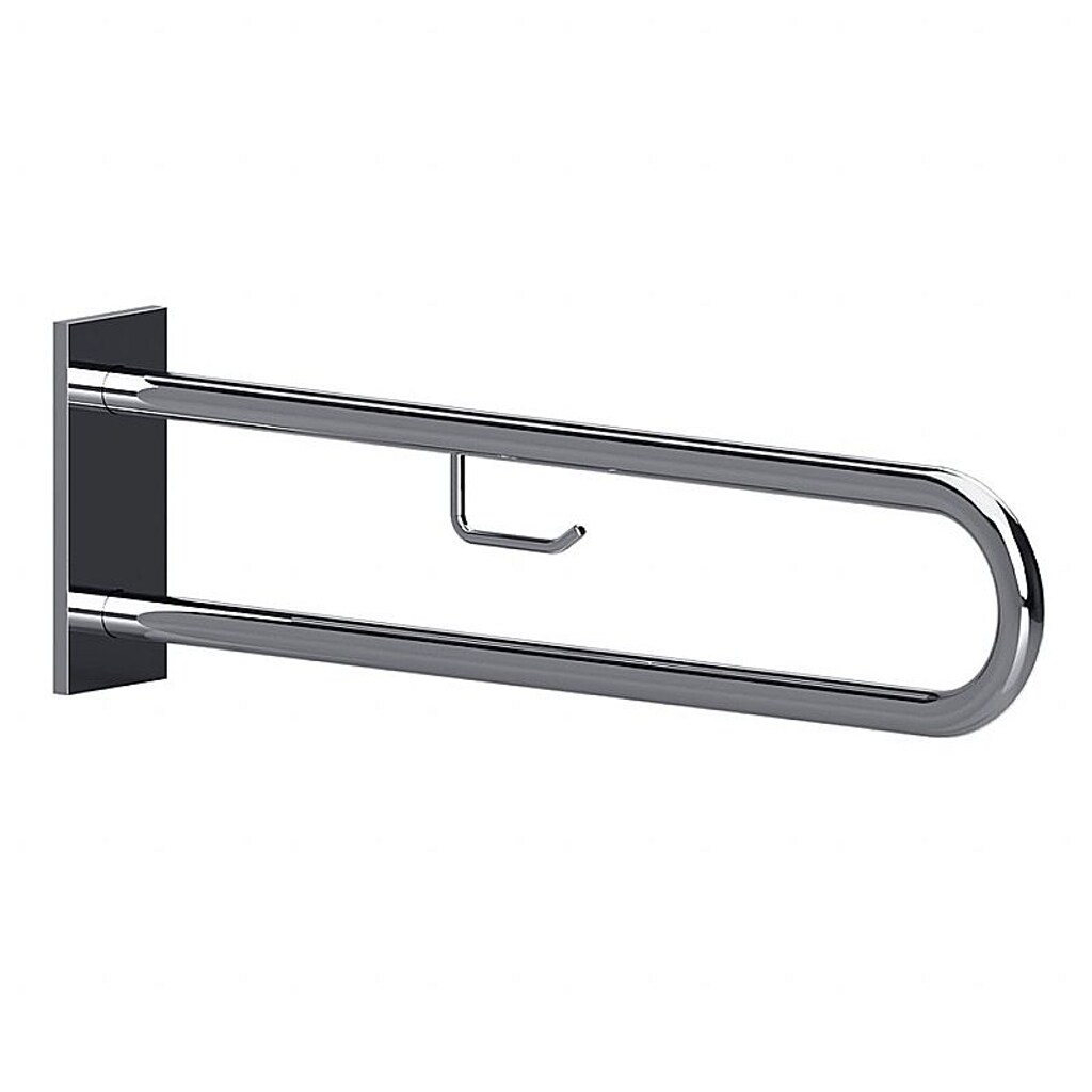 Brillantbad BELP St&uuml;tzgriff in U-Form mit Toilettenpapierhalter Edelstahl poliert mit Abdeckung 100x250x916 mm, 120 kg Traglast f&uuml;r Bad & WC >> zum Bohren 