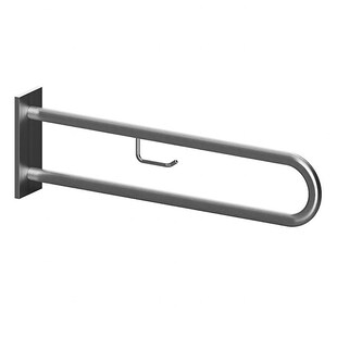 Brillantbad BELP Stützgriff in U-Form mit Toilettenpapierhalter Edelstahl gebürstet mit Abdeckung 100x250x916 mm, 120 kg Traglast für Bad & WC >> zum Bohren 