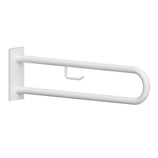 Brillantbad BELP Stützgriff in U-Form mit Toilettenpapierhalter Eisen Weiß mit Abdeckung 103x253x916 mm, 120 kg Traglast für Bad & WC >> zum Bohren 