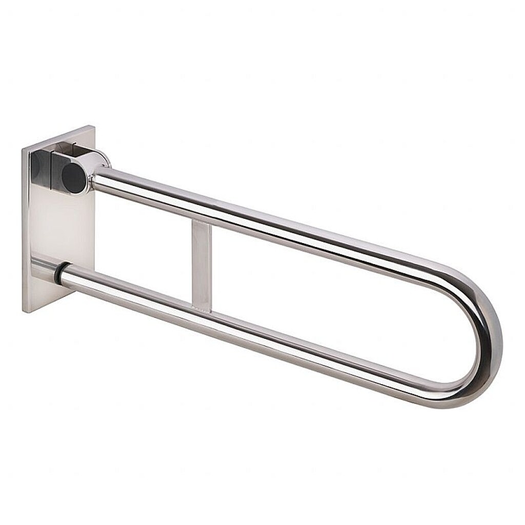 Brillantbad BELP St&uuml;tzklappgriff in U-Form abnehmbar Edelstahl poliert mit Abdeckung 120x225x616 mm, 120 kg Traglast f&uuml;r Bad & WC >> zum Bohren 