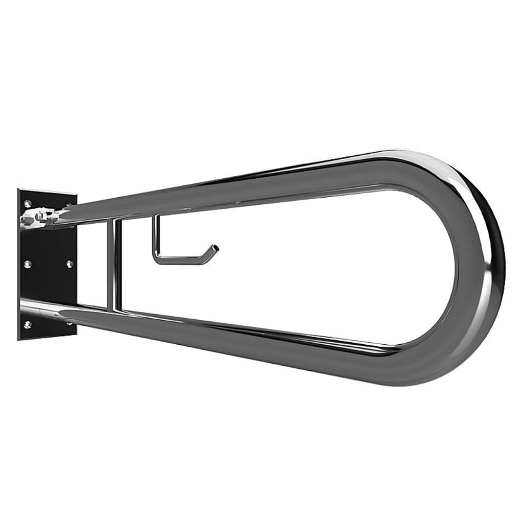 Brillantbad BELP St&uuml;tzklappgriff in U-Form mit Toilettenpapierhalter Edelstahl poliert 100x250x766 mm, 120 kg Traglast f&uuml;r Bad & WC >> zum Bohren 