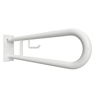 Brillantbad BELP Stützklappgriff in U-Form mit Toilettenpapierhalter Eisen Weiß 100x250x766 mm, 120 kg Traglast für Bad & WC >> zum Bohren 