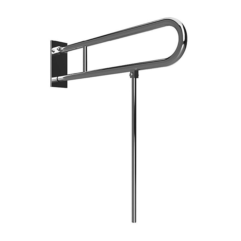 Brillantbad BELP St&uuml;tzklappgriff in U-Form mit Standfu&szlig; Edelstahl poliert mit Abdeckung 100x800x616 mm, 120 kg Traglast f&uuml;r Bad & WC >> zum Bohren 