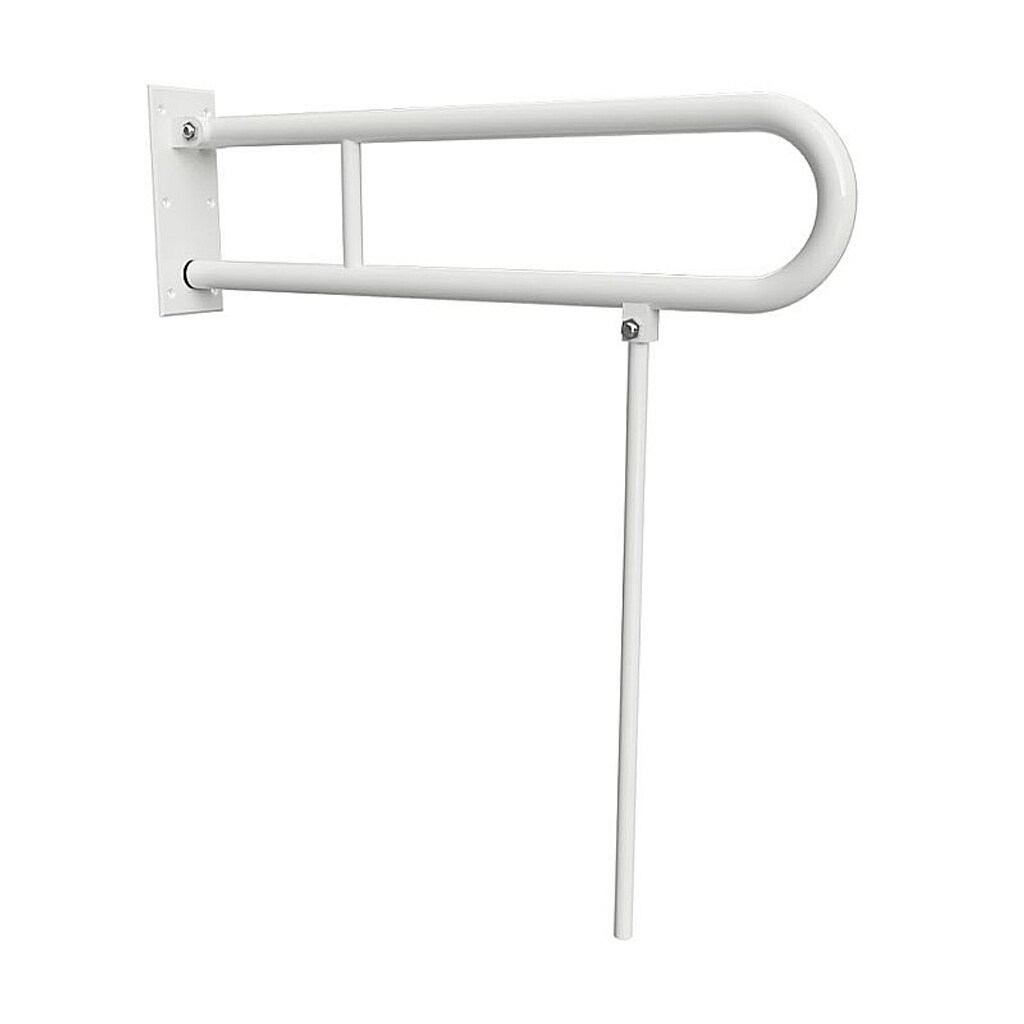 Brillantbad BELP St&uuml;tzklappgriff in U-Form mit Standfu&szlig; Eisen Wei&szlig; 100x800x766 mm, 120 kg Traglast f&uuml;r Bad & WC >> zum Bohren 