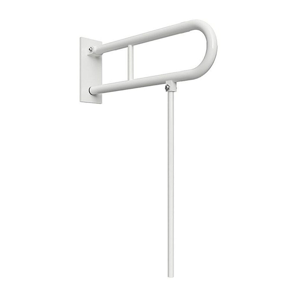 Brillantbad BELP St&uuml;tzklappgriff in U-Form mit Standfu&szlig; Eisen Wei&szlig; mit Abdeckung 100x800x766 mm, 120 kg Traglast f&uuml;r Bad & WC >> zum Bohren 