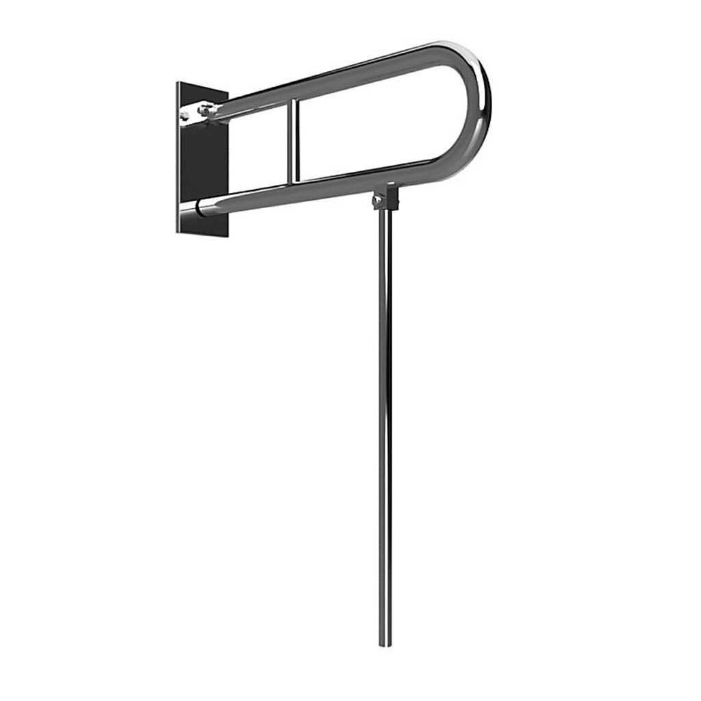 Brillantbad BELP St&uuml;tzklappgriff in U-Form mit Standfu&szlig; Edelstahl poliert mit Abdeckung 100x800x829 mm, 120 kg Traglast f&uuml;r Bad & WC >> zum Bohren 