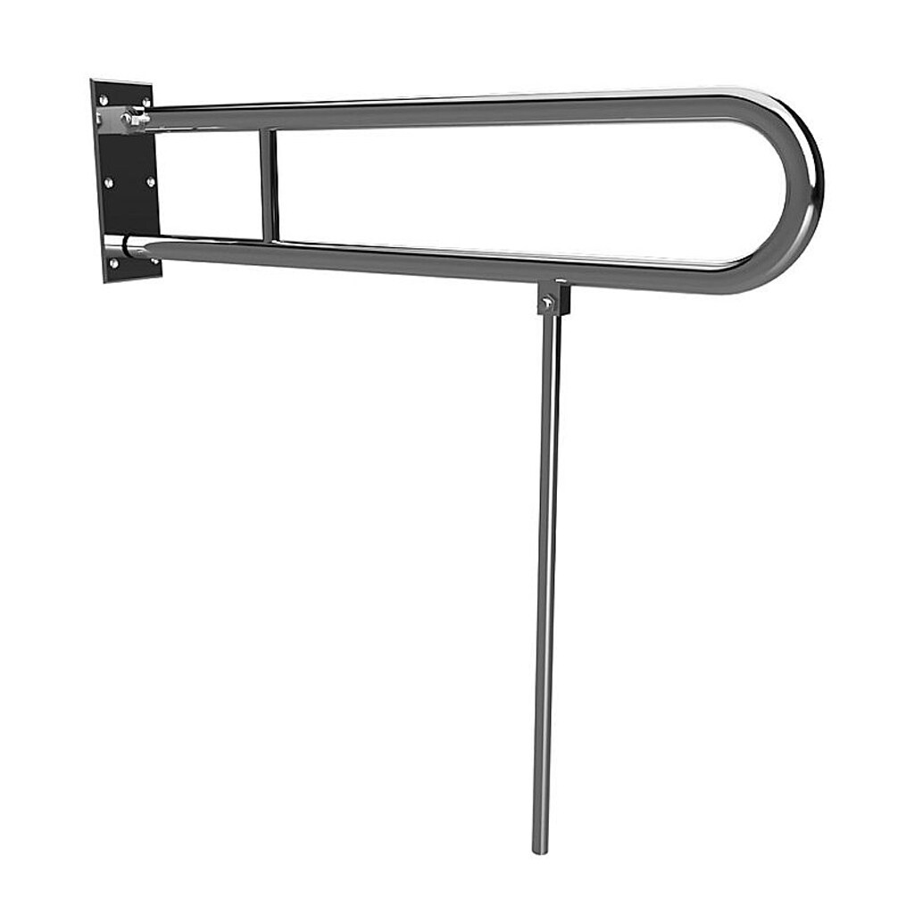 Brillantbad BELP St&uuml;tzklappgriff in U-Form mit Standfu&szlig; Edelstahl poliert 100x800x866 mm, 120 kg Traglast f&uuml;r Bad & WC >> zum Bohren 