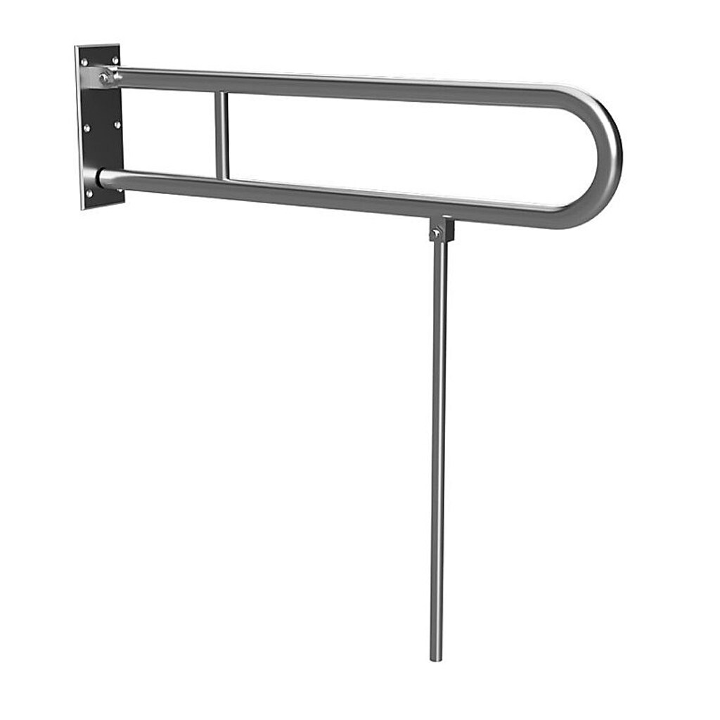 Brillantbad BELP St&uuml;tzklappgriff in U-Form mit Standfu&szlig; Edelstahl geb&uuml;rstet 100x800x866 mm, 120 kg Traglast f&uuml;r Bad & WC >> zum Bohren 