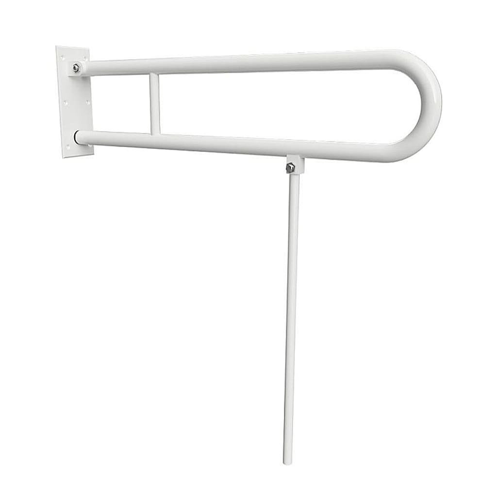 Brillantbad BELP St&uuml;tzklappgriff in U-Form mit Standfu&szlig; Eisen Wei&szlig; 100x800x866 mm, 120 kg Traglast f&uuml;r Bad & WC >> zum Bohren 