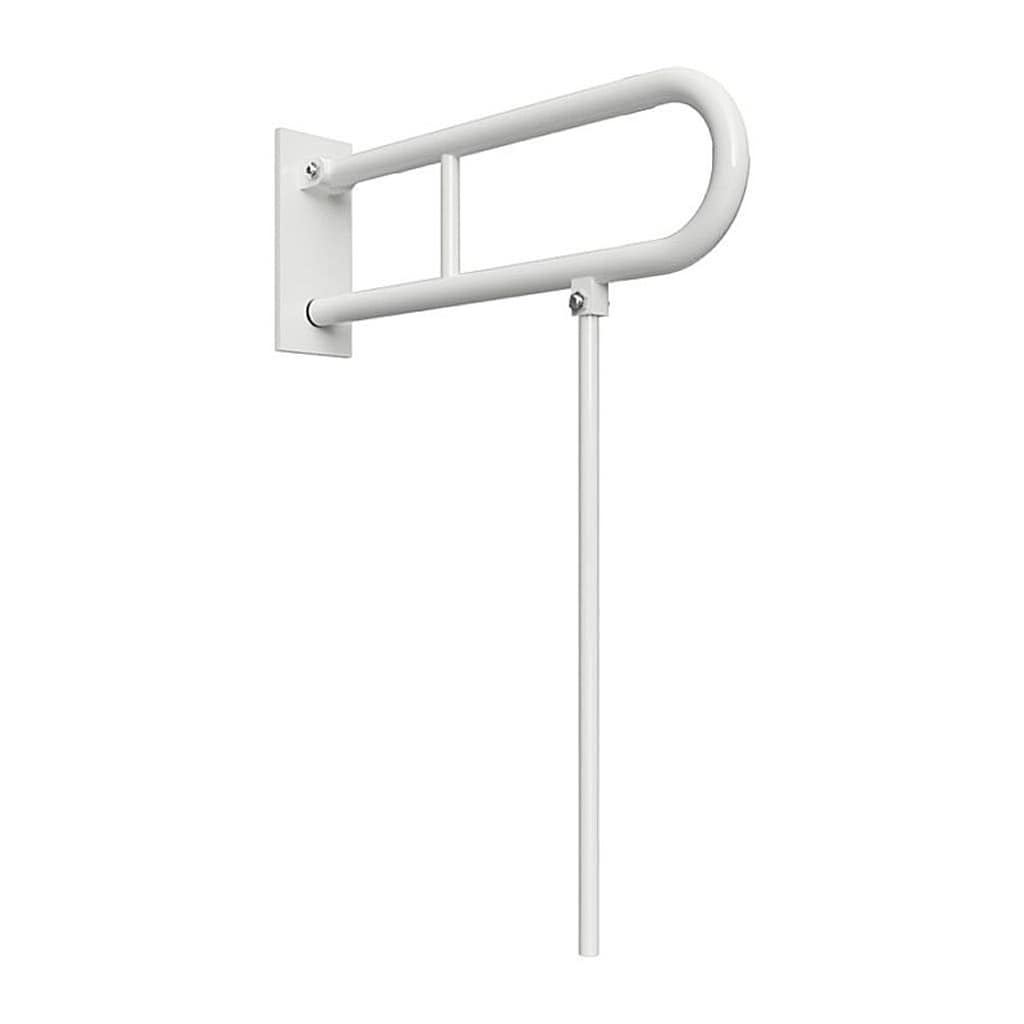 Brillantbad BELP St&uuml;tzklappgriff in U-Form mit Standfu&szlig; Eisen Wei&szlig; mit Abdeckung 100x800x866 mm, 120 kg Traglast f&uuml;r Bad & WC >> zum Bohren 
