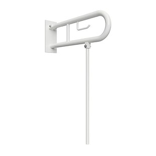 Brillantbad BELP Stützklappgriff in U-Form mit Toliettenpapierhalter & Standfuß Eisen Weiß mit Abdeckung 100x800x829 mm, 120 kg Traglast für Bad & WC >> zum Bohren 