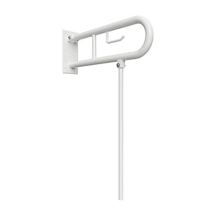 Brillantbad BELP Stützklappgriff in U-Form mit Toliettenpapierhalter & Standfuß Eisen Weiß 100x800x866 mm, 120 kg Traglast für Bad & WC >> zum Bohren 