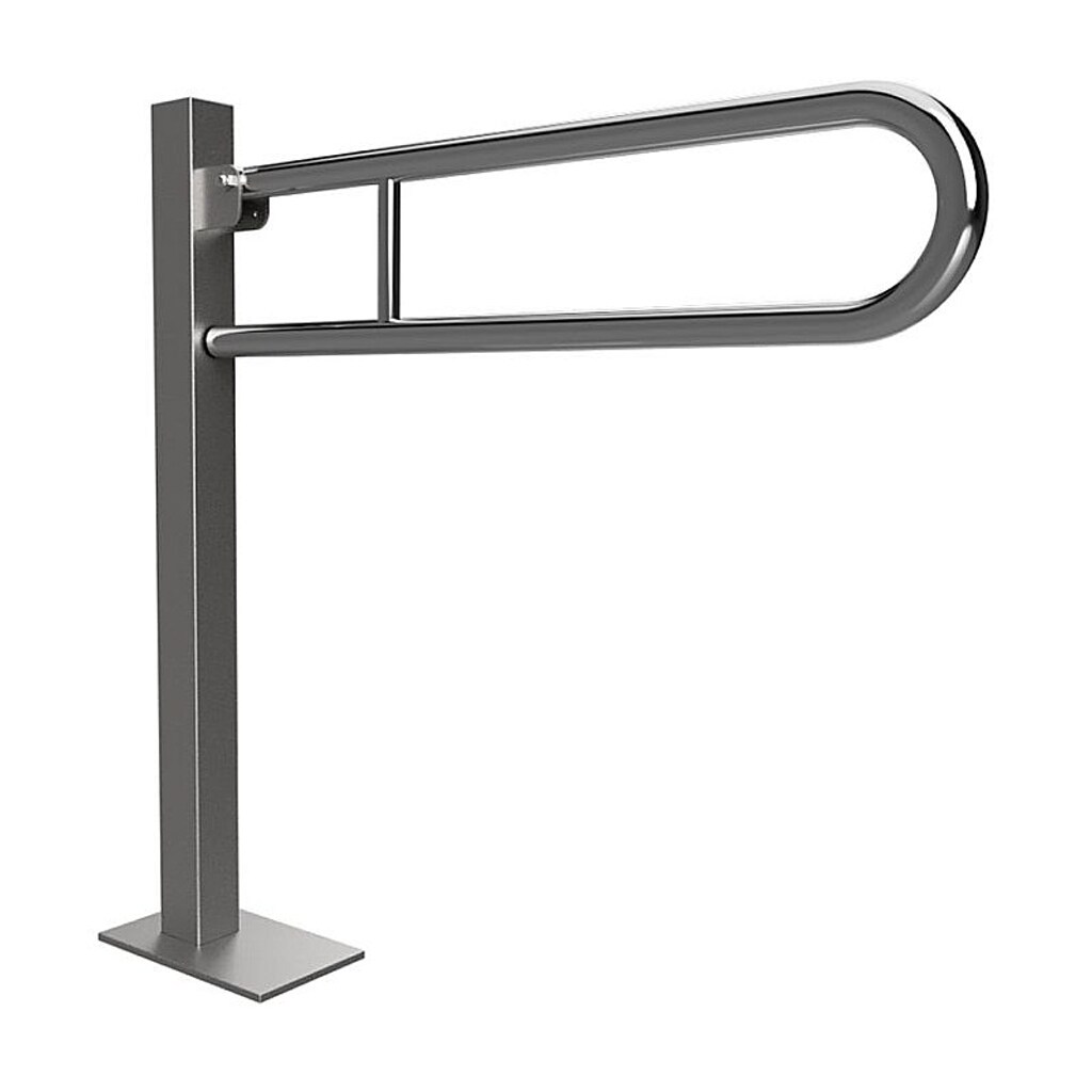 Brillantbad BELP St&uuml;tzklappgriff in U-Form Bodenmontage Edelstahl poliert mit Abdeckung 153x870x875 mm, 120 kg Traglast f&uuml;r Bad & WC >> zum Bohren 