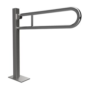 Brillantbad BELP Stützklappgriff in U-Form Bodenmontage Edelstahl poliert mit Abdeckung 153x870x875 mm, 120 kg Traglast für Bad & WC >> zum Bohren 