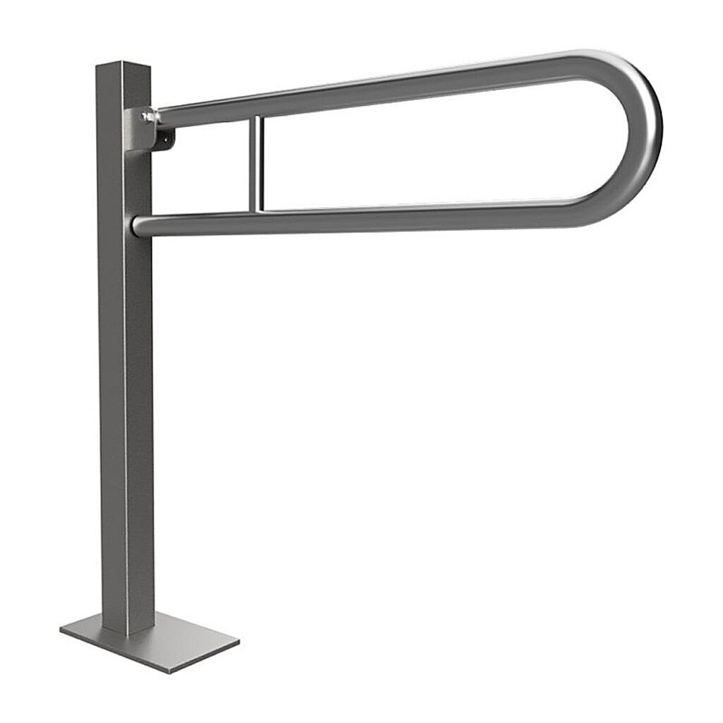 Brillantbad BELP St&uuml;tzklappgriff in U-Form Bodenmontage Edelstahl geb&uuml;rstet mit Abdeckung 153x870x875 mm, 120 kg Traglast f&uuml;r Bad & WC >> zum Bohren 