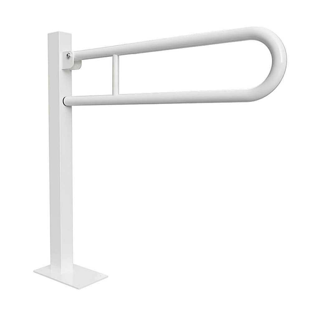 Brillantbad BELP St&uuml;tzklappgriff in U-Form Bodenmontage Eisen Wei&szlig; 150x870x872 mm, 120 kg Traglast f&uuml;r Bad & WC >> zum Bohren 