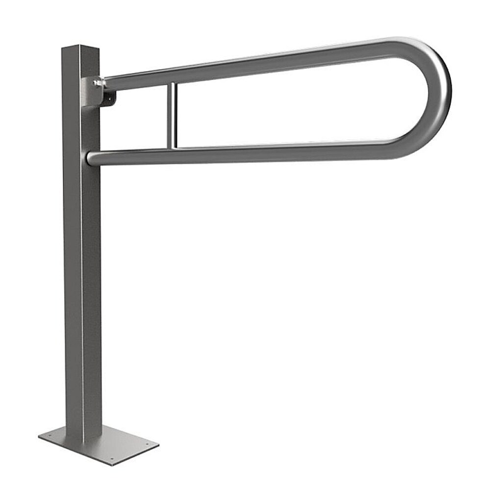 Brillantbad BELP St&uuml;tzklappgriff in U-Form Bodenmontage Edelstahl geb&uuml;rstet 150x870x930 mm, 120 kg Traglast f&uuml;r Bad & WC >> zum Bohren 