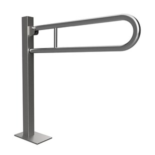 Brillantbad BELP Stützklappgriff in U-Form Bodenmontage Edelstahl gebürstet mit Abdeckung 153x870x933 mm, 120 kg Traglast für Bad & WC >> zum Bohren 