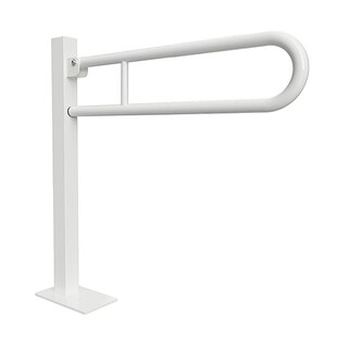 Brillantbad BELP Stützklappgriff in U-Form Bodenmontage Eisen Weiß mit Abdeckung 153x870x933 mm, 120 kg Traglast für Bad & WC >> zum Bohren 