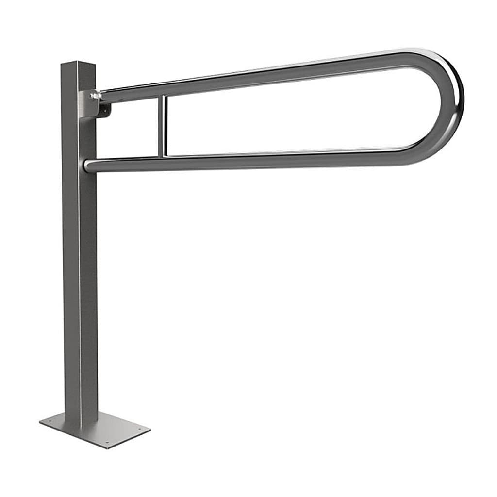 Brillantbad BELP St&uuml;tzklappgriff in U-Form Bodenmontage Edelstahl poliert 150x870x972 mm, 120 kg Traglast f&uuml;r Bad & WC >> zum Bohren - Bild 1