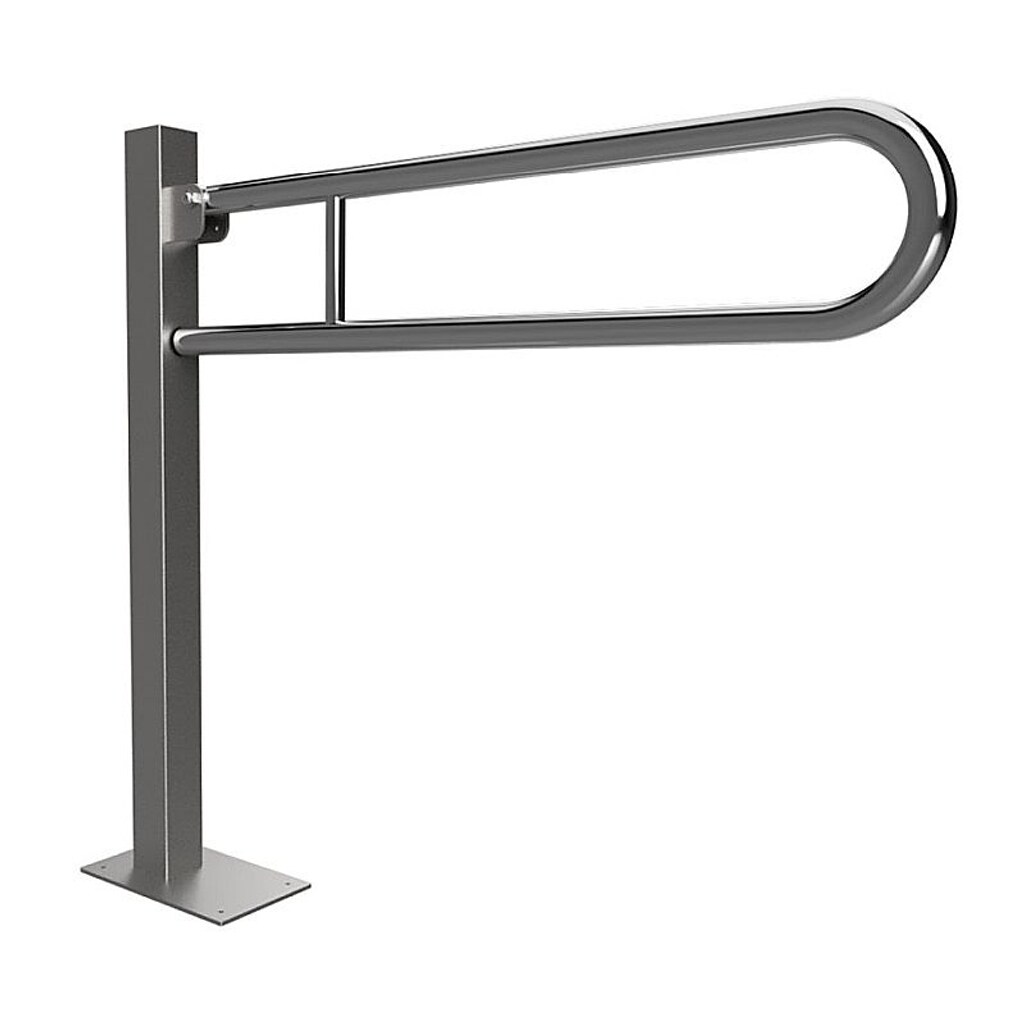 Brillantbad BELP St&uuml;tzklappgriff in U-Form Bodenmontage Edelstahl geb&uuml;rstet 150x870x972 mm, 120 kg Traglast f&uuml;r Bad & WC >> zum Bohren 