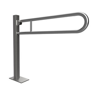 Brillantbad BELP Stützklappgriff in U-Form Bodenmontage Edelstahl gebürstet mit Abdeckung 153x870x975 mm, 120 kg Traglast für Bad & WC >> zum Bohren 