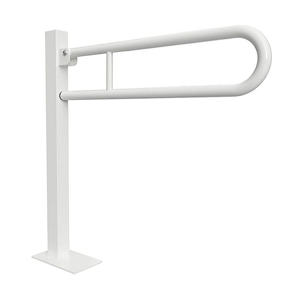Brillantbad BELP St&uuml;tzklappgriff in U-Form Bodenmontage Eisen Wei&szlig; 150x870x972 mm, 120 kg Traglast f&uuml;r Bad & WC >> zum Bohren 
